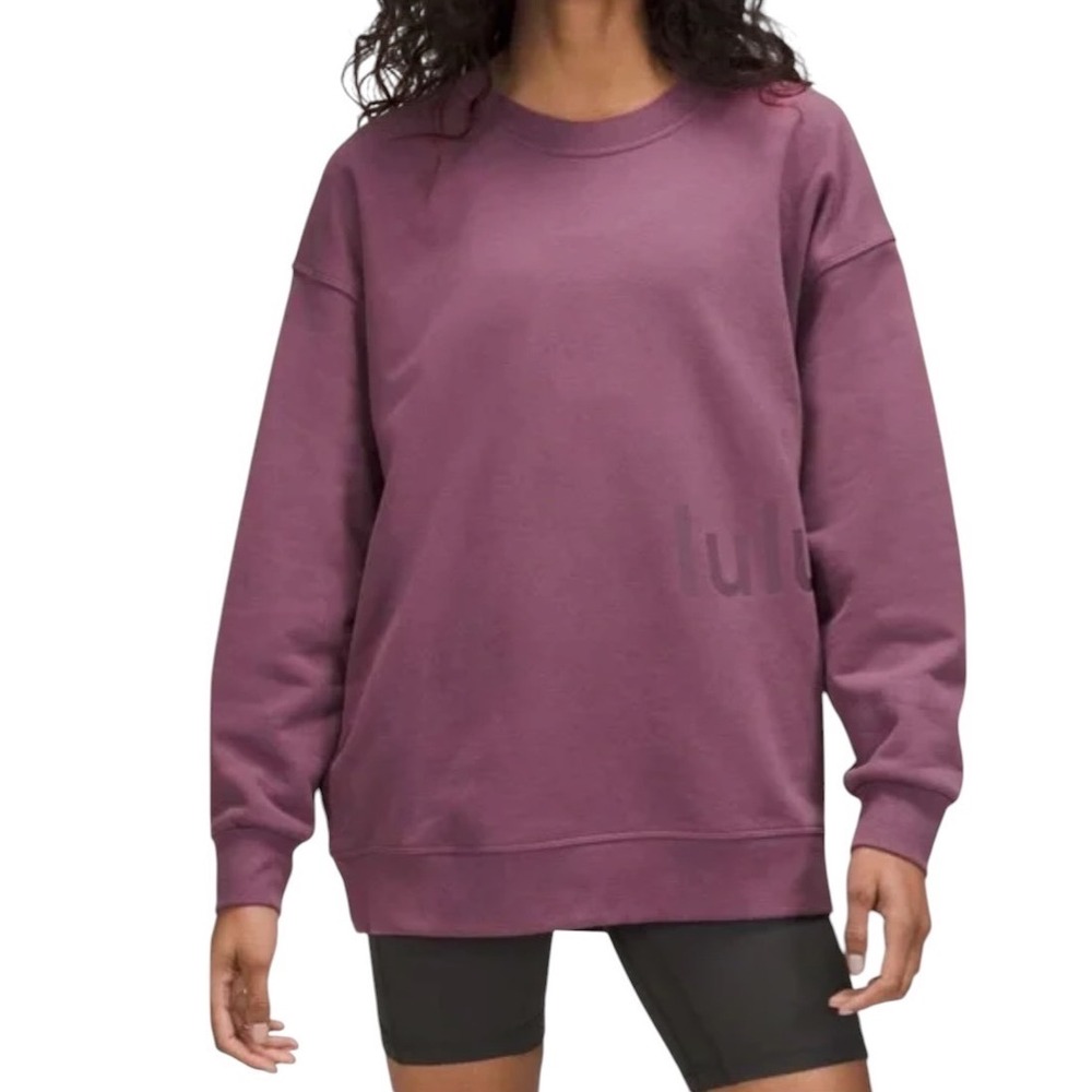 Lululemon Perfectly Oversized Crewneck Sweatshirt Plum Purple 100% Cotton Size 8